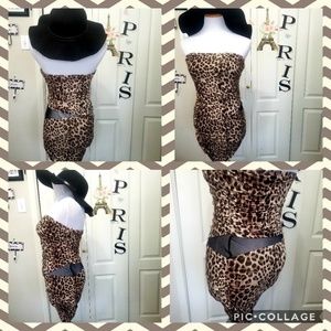 Y2K Sapa Strapless Sexy Animal print body Fitted Dress